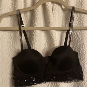 Pink 32A black sparkle bra